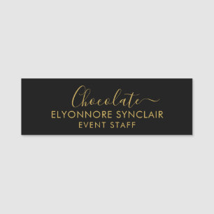 Etiqueta De Nome Elegante Staff de Evento de Chocolate Minimalista