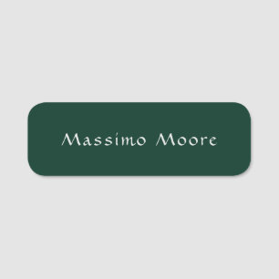 Etiqueta De Nome Elegante Verde Escuro Casual Proprio Nome Escrito