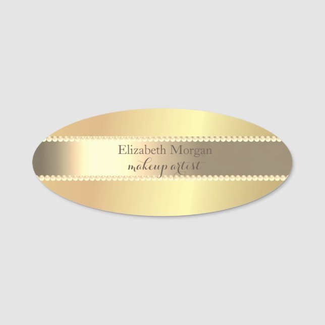 Etiqueta De Nome Elegantes Pérolas Douradas Elegantes (Frente)