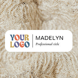 Etiqueta De Nome Employee Business Company Logo White Magnetic 