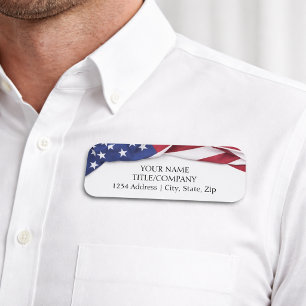 Etiqueta De Nome Empresa de Bandeira Americana Patriótica EUA Nome