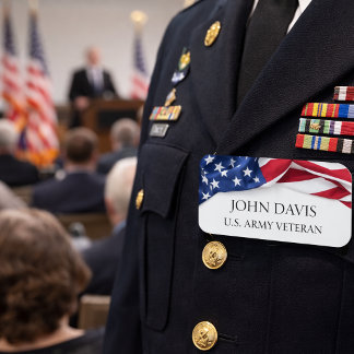 Etiqueta De Nome Empresa de Bandeira Patriótica Americana