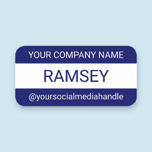 Etiqueta De Nome Empresa Personalizada Magnética de Nametag Azul