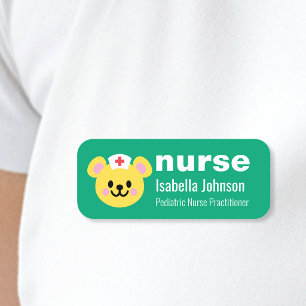 Etiqueta De Nome Enfermeira Nome Personalizado Cachorro Fofo Azul