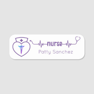 Etiqueta De Nome Enfermeiro Nome Plate crachás Roxo Moderno Minimal