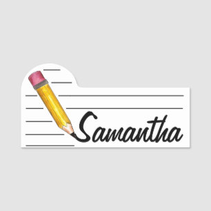 Etiqueta De Nome Escola de Professores Inglês Sharp Yellow #2 Penci