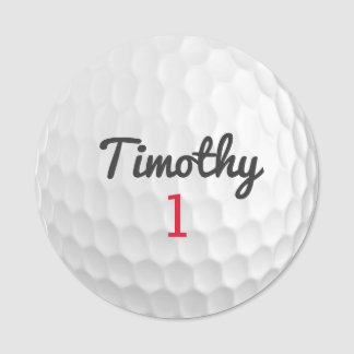 Etiqueta De Nome Escregos de Golf com o nome preto Número Vermelho