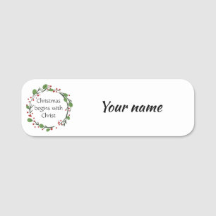 Etiqueta De Nome Escritura de Natal Cristã