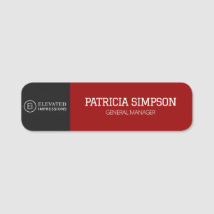 Etiqueta De Nome Estilo de Logotipo de Luxo Preto Vermelho Escuro P
