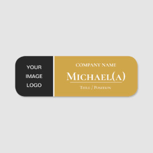 Etiqueta De Nome Estilo de Moda Tendência Logotipo Amarelo Mostarda