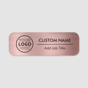 Etiqueta De Nome Estilo metálico Dourado rosa - Logotipo comercial