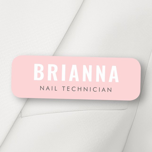 Etiqueta De Nome estúdio spa mínimo da rosa claro (Light pink modern minimal spa studio name tag)