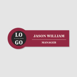 Etiqueta De Nome Executivo Burgundy Logotipo Personalizado Funcioná