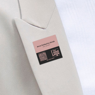 Etiqueta De Nome Experiência da empresa de logotipos preto QR-Code,