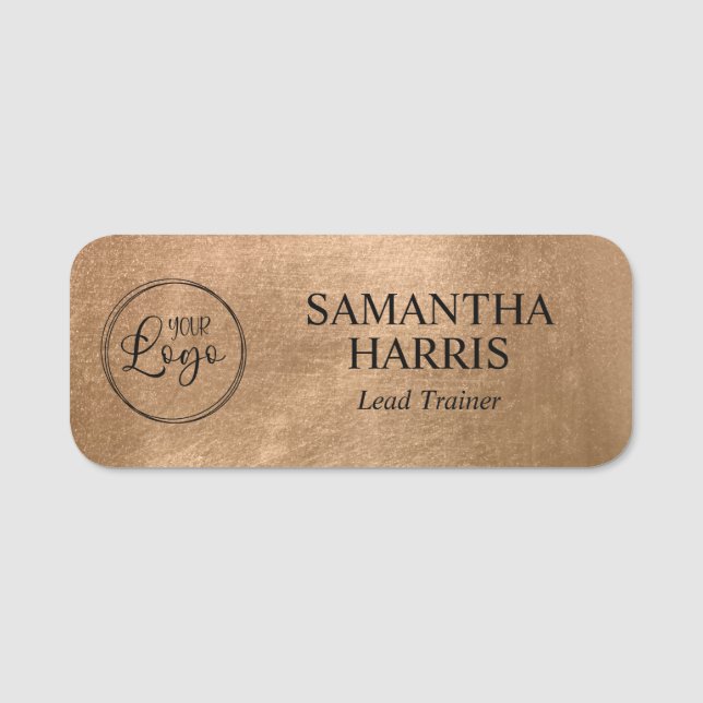 Etiqueta De Nome Faux Copper Gold Foil Your Logo (Frente)