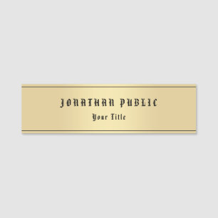 Etiqueta De Nome Faux Nostalgic Dourado parece Modelo de texto de e