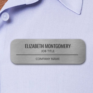 Etiqueta De Nome Faux Silver do Funcionário Profissional Corporativ