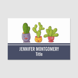 Etiqueta De Nome Feliz Cactus em Potes de flores - Ilustração div