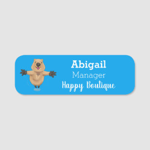 Etiqueta De Nome Feliz design de desenho de quokka