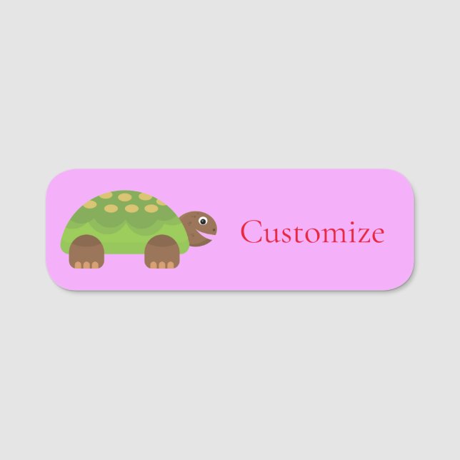 Etiqueta De Nome Feliz Sorriso Turtle Thunder_Cove (Frente)