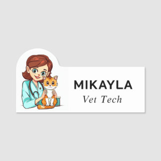 Etiqueta De Nome Fêmeas Vet e Cute Kitten