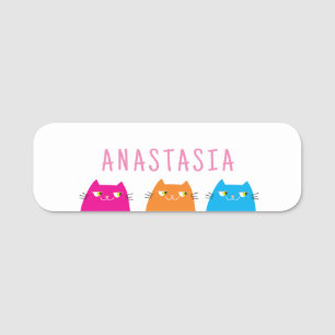Etiqueta De Nome Festa de Aniversário de Gato