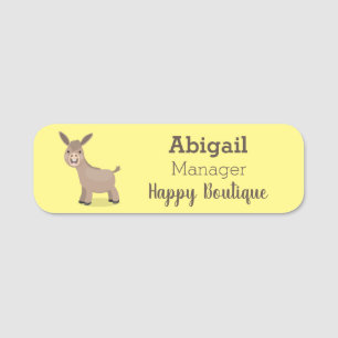 Etiqueta De Nome Figura de desenho animado em miniatura feliz e bon