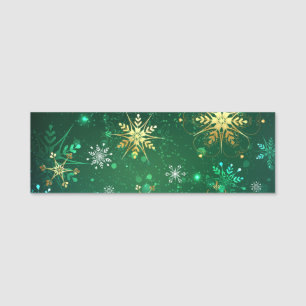 Etiqueta De Nome Flocos de neve do Ouro Xmas em segundo plano