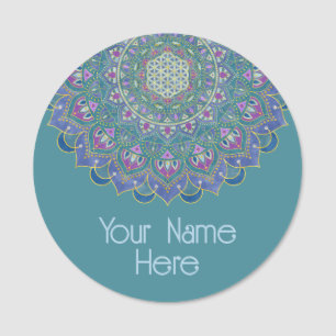 Etiqueta De Nome Flor Da Vida - Estilo De Mandala Índia 1