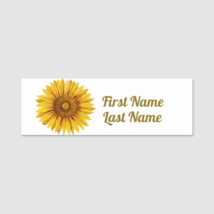 Etiqueta De Nome Flor feliz girassol