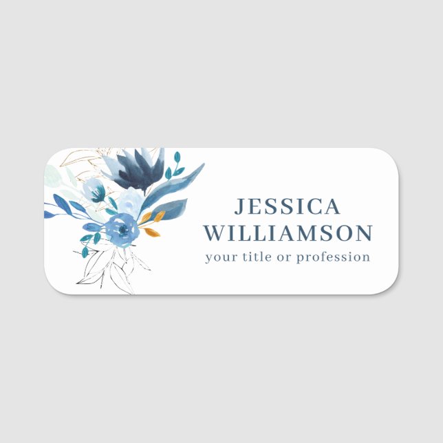 Etiqueta De Nome Floral Professional Conference Personalized Name (Frente)