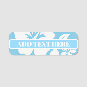 Etiqueta De Nome Flores de Praia Azul Tropicais