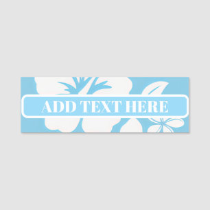 Etiqueta De Nome Flores de Praia Azul Tropicais