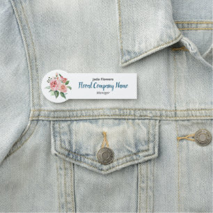 Etiqueta De Nome Flores Rosa - Companhia Floral - Personalizadas