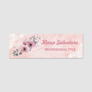 Etiqueta De Nome Flores Rosa Elegantes Trendy