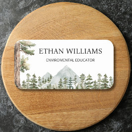 Etiqueta De Nome Floresta Verde Aquarela Personalizada