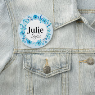 Etiqueta De Nome Flower azul personalizável