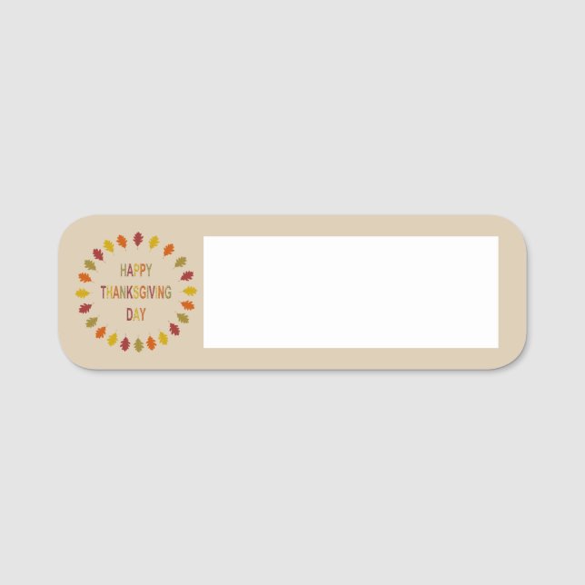 Etiqueta De Nome Folhas de Carvalho de Ação de Graças (Frente)
