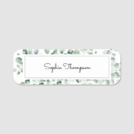 Etiqueta De Nome Folhas verdes de eucalipto