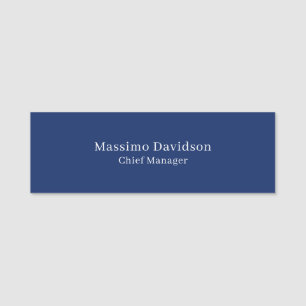Etiqueta De Nome Fonte Serif Minimalista Simples Azul Escuro Modern