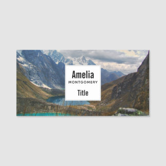 Etiqueta De Nome Foto de Montanhas Alpinas Cênicas