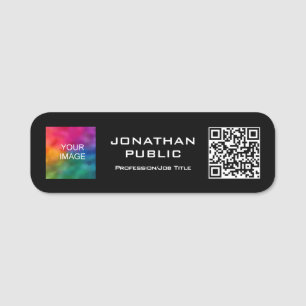 Etiqueta De Nome Foto do membro do código QR ou logotipo comercial 