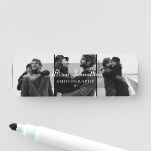 Etiqueta De Nome fotografia personalizada 3 fotos modernas