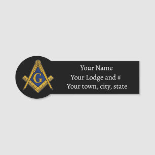 Etiqueta De Nome Freemason Masonic Masonry Square e Compass