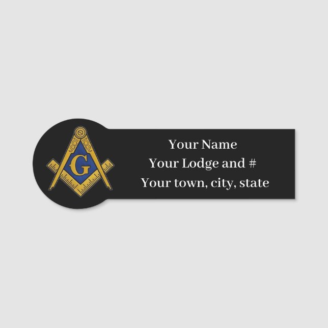 Etiqueta De Nome Freemason Masonic Masonry Square e Compass (Frente)
