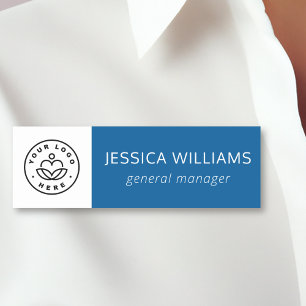 Etiqueta De Nome Funcionário Azul do Logotipo da Empresa Personaliz