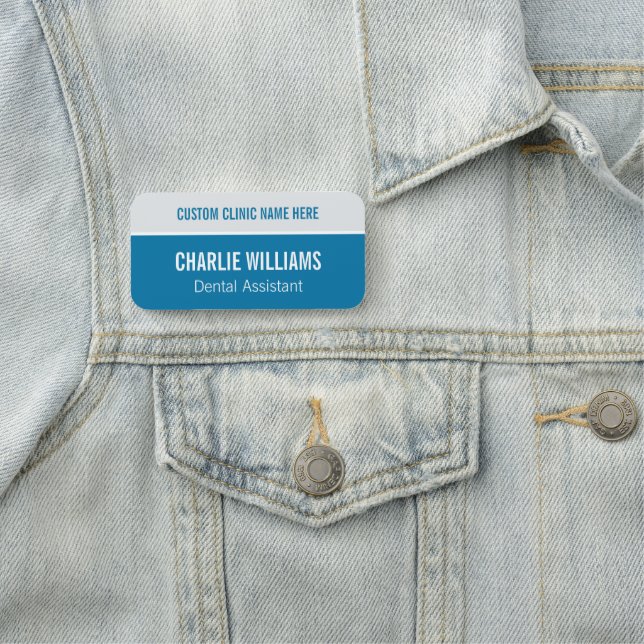 Etiqueta De Nome Funcionário da Clínica Dental Grande Azul Personal (In Situ)