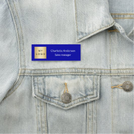 Etiqueta De Nome Funcionário de logotipo azul de negócios