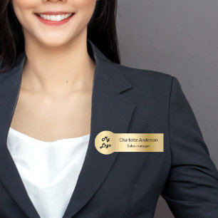 Etiqueta De Nome Funcionário do logotipo empresarial elegante de me