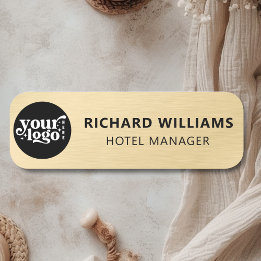 Etiqueta De Nome Funcionário Dourado Magnético ou de Pino de Segura
